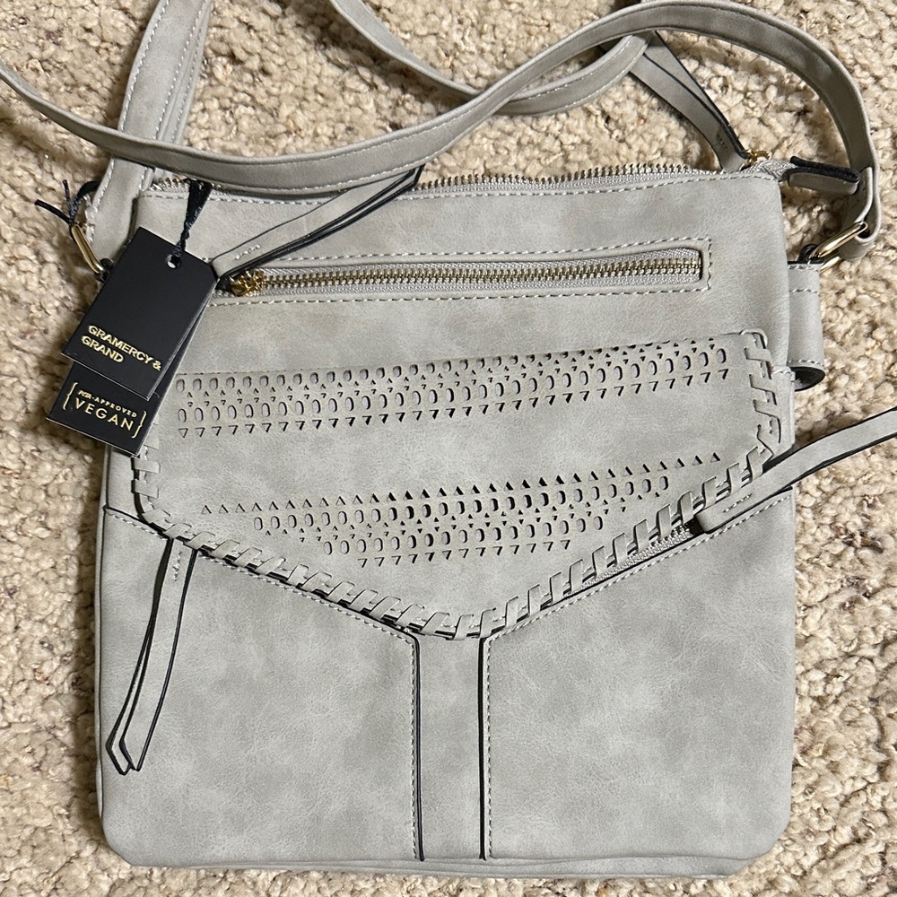 Gramercy & Grand Light Gray Vegan Crossbody Bag
